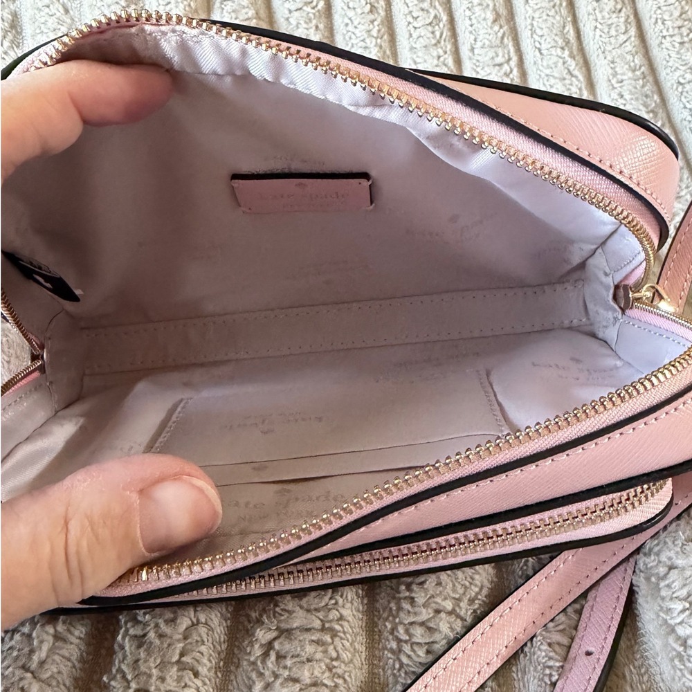 Kate Spade Staci Dual Zip Crossbody Bag Tutu Pink Saffiano Leather KG036 - Picture 5 of 15